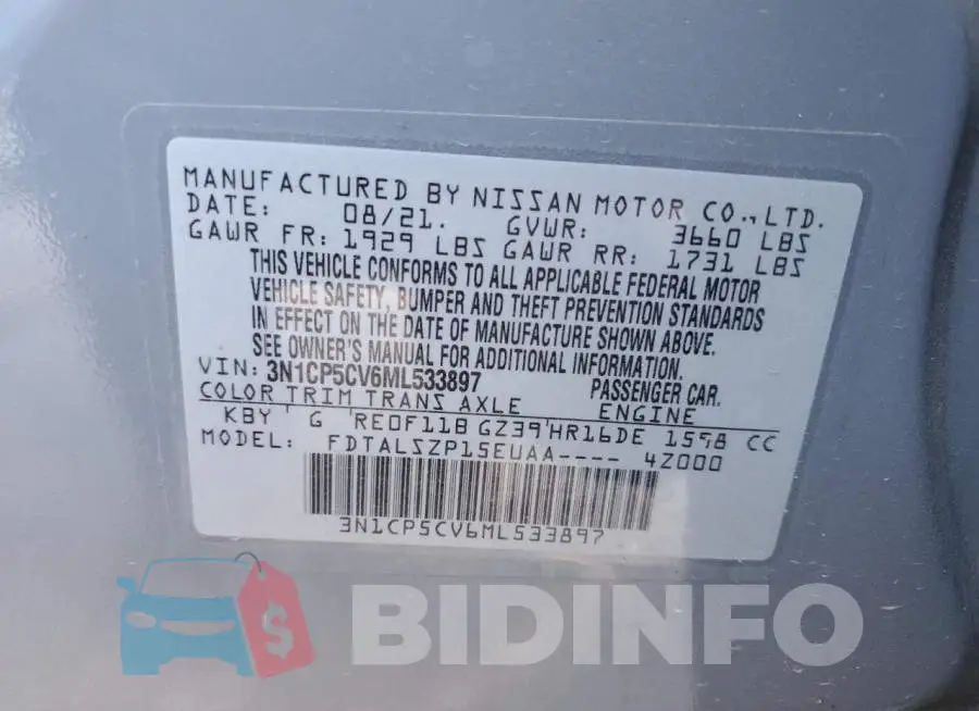 3N1CP5CV6ML533897 Photo# 13