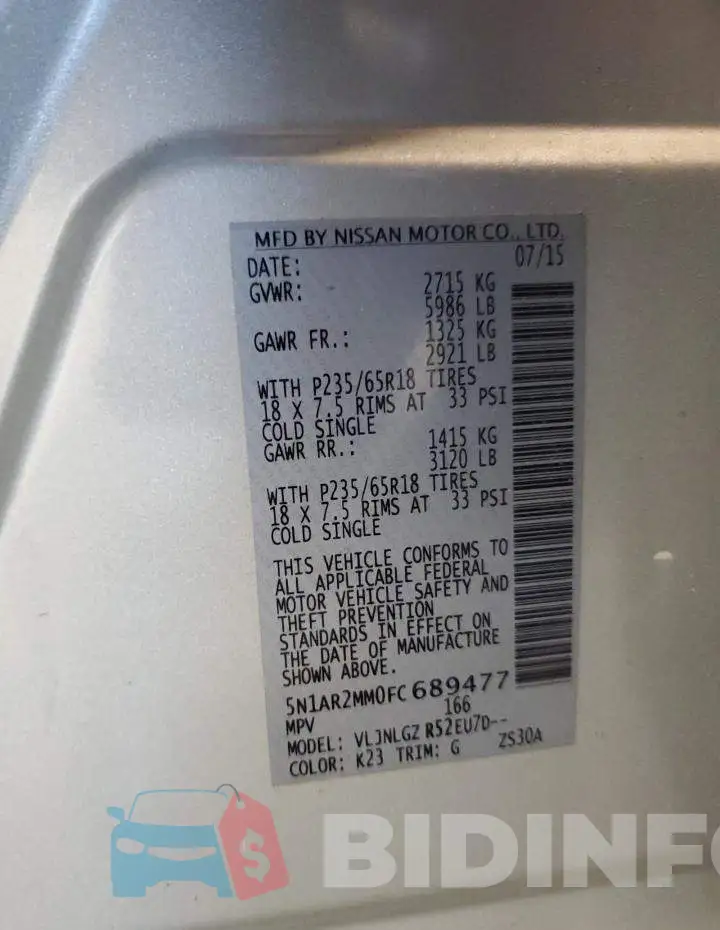 5N1AR2MM0FC689477 Photo# 13