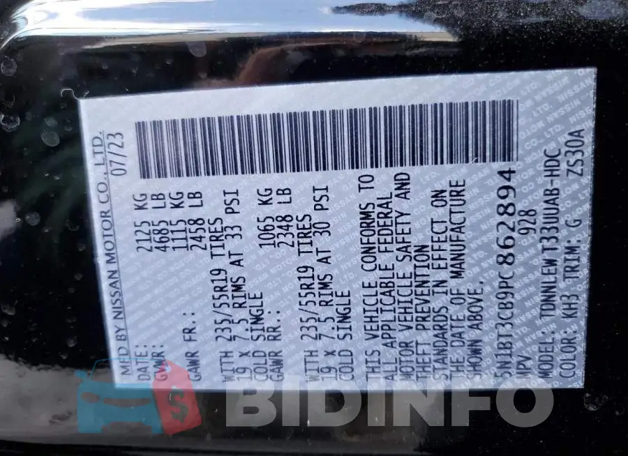 5N1BT3CB9PC862894 Photo# 13
