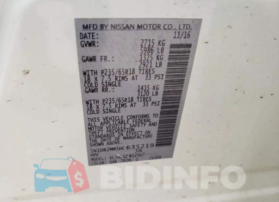 5N1DR2MM5HC635219 Photo# 12