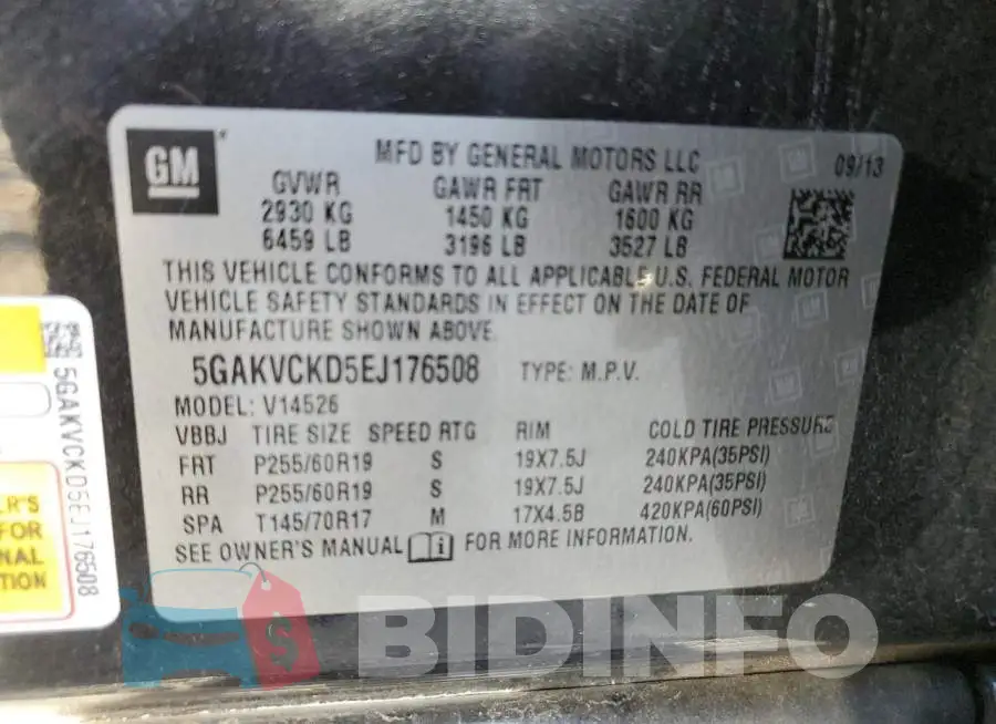 5GAKVCKD5EJ176508 Photo# 14