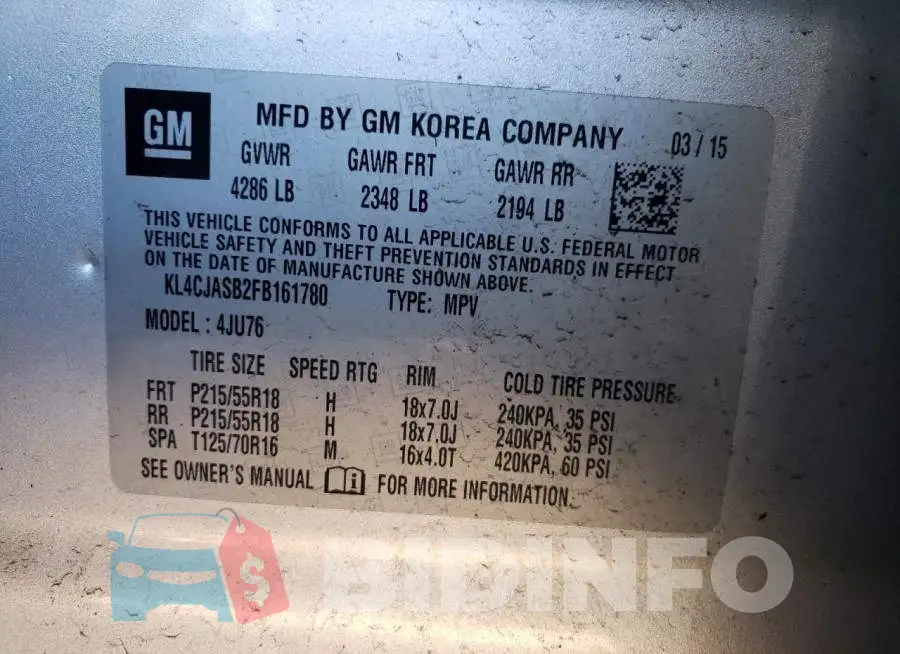 KL4CJASB2FB161780 Photo# 13