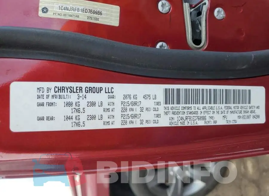 1C4NJRFB1ED760986 Photo# 13