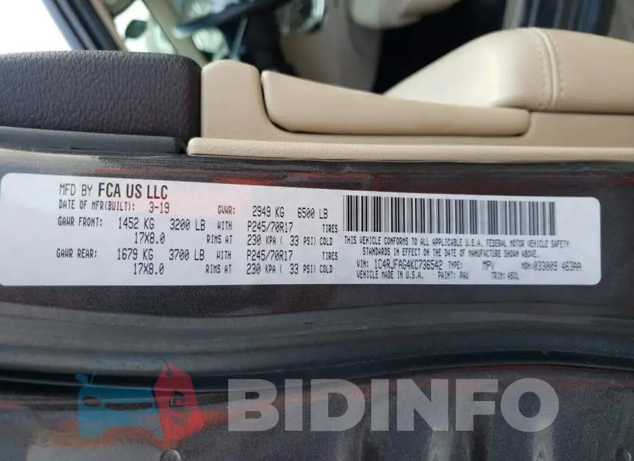 1C4RJFAG4KC736542 Photo# 12