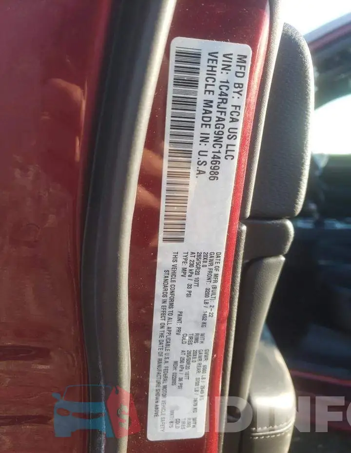 1C4RJFAG9NC146986 Photo# 12
