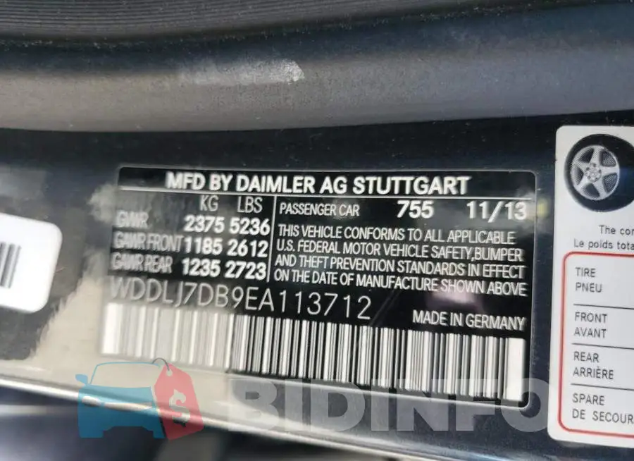 WDDLJ7DB9EA113712 Photo# 13