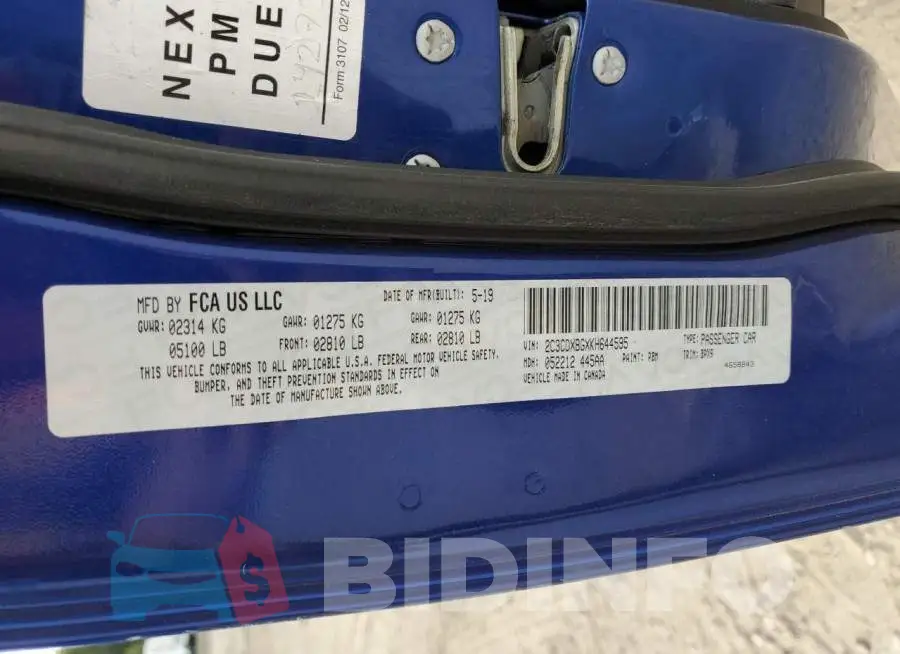 2C3CDXBGXKH644595 Photo# 12