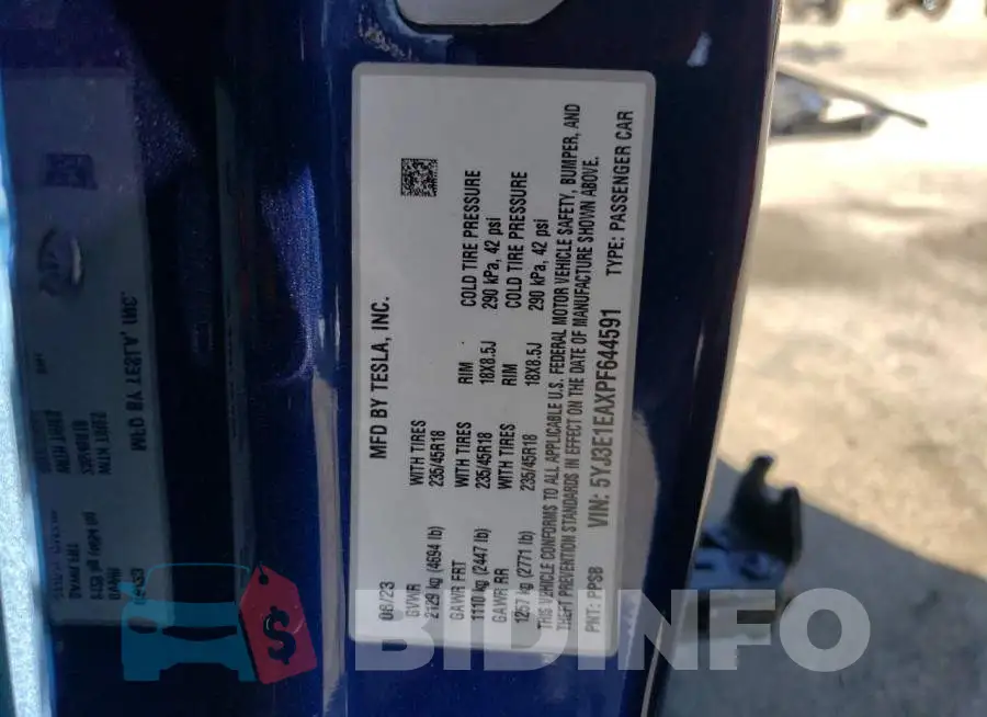 5YJ3E1EAXPF644591 Photo# 13