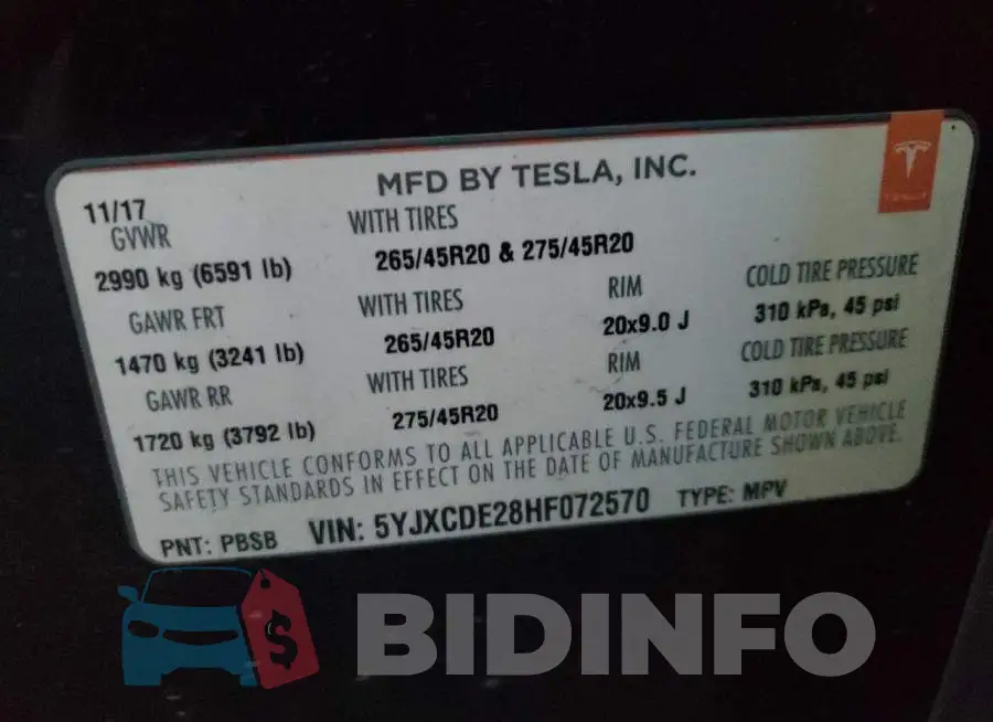 5YJXCDE28HF072570 Photo# 13