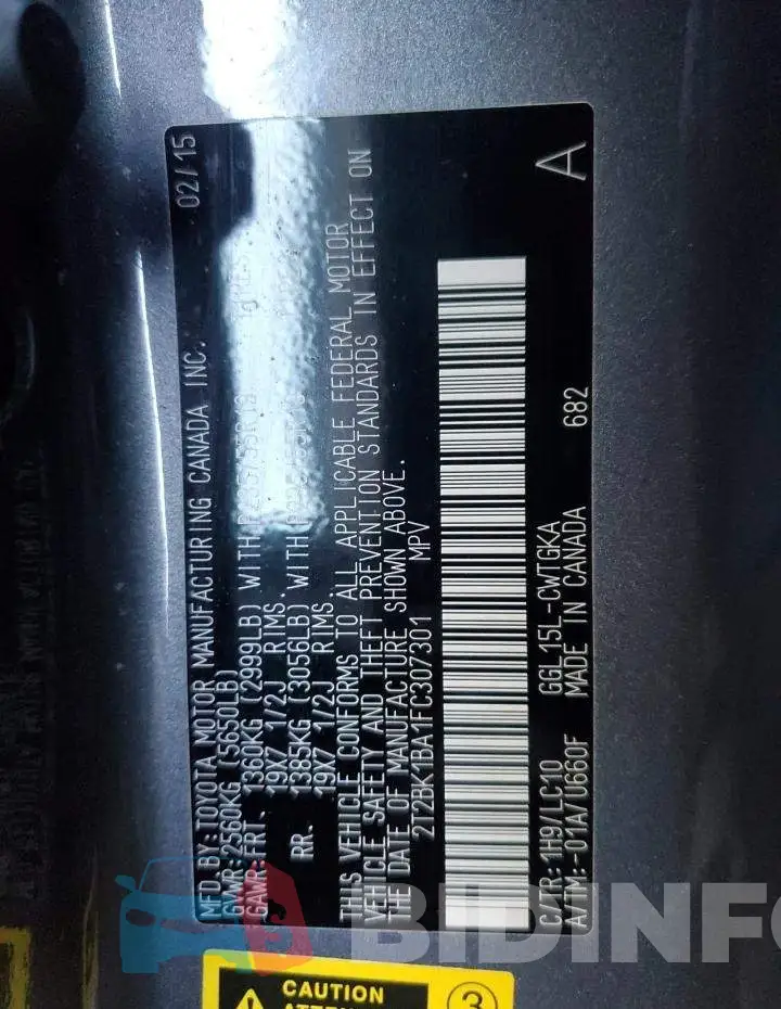 2T2BK1BA1FC307301 Photo# 13