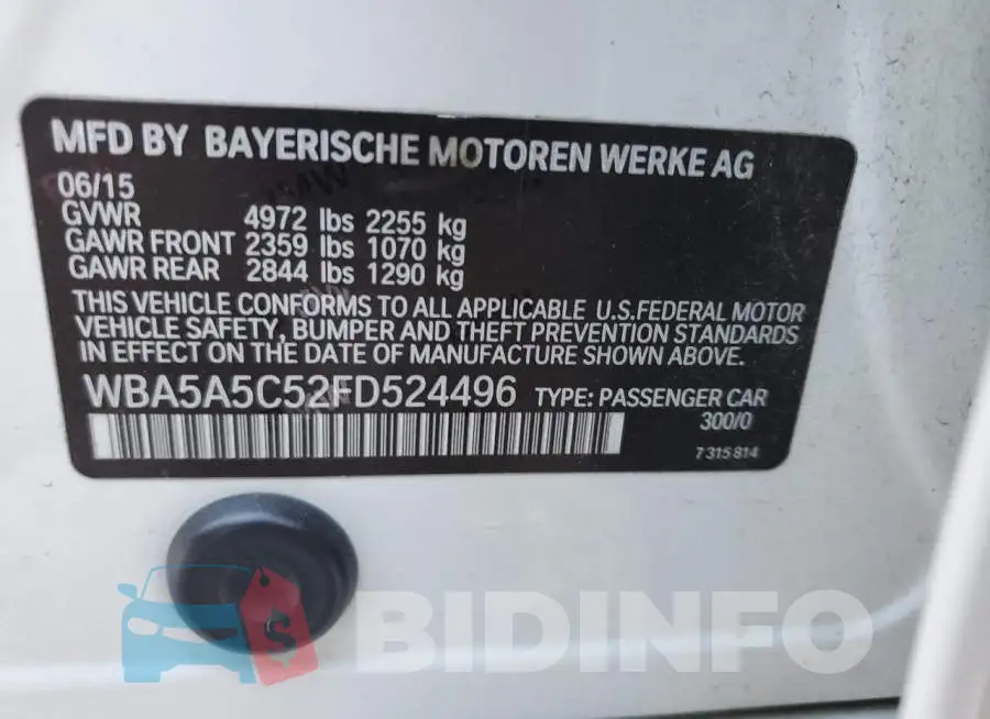 WBA5A5C52FD524496 Photo# 12