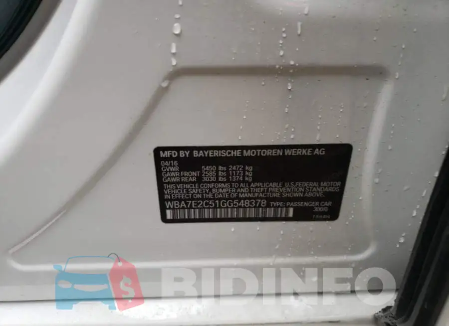 WBA7E2C51GG548378 Photo# 13