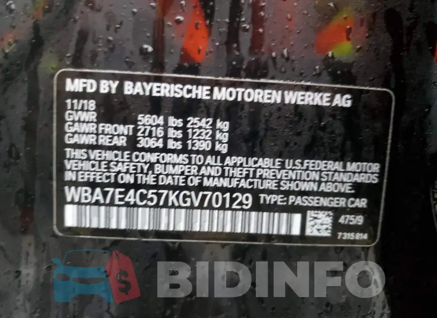 WBA7E4C57KGV70129 Photo# 12