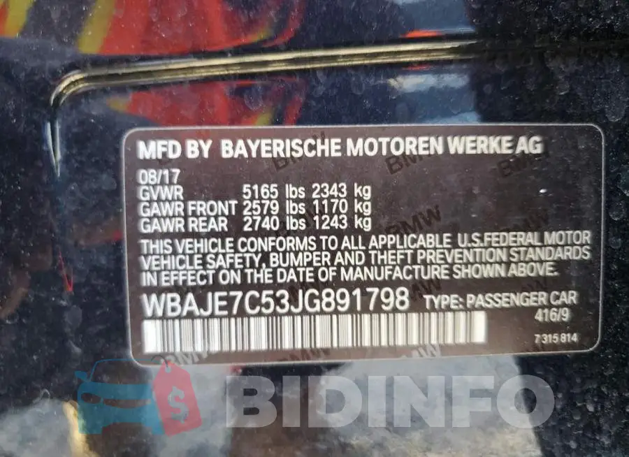 WBAJE7C53JG891798 Photo# 13