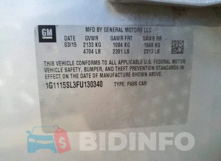 1G1115SL3FU130340 Photo# 13