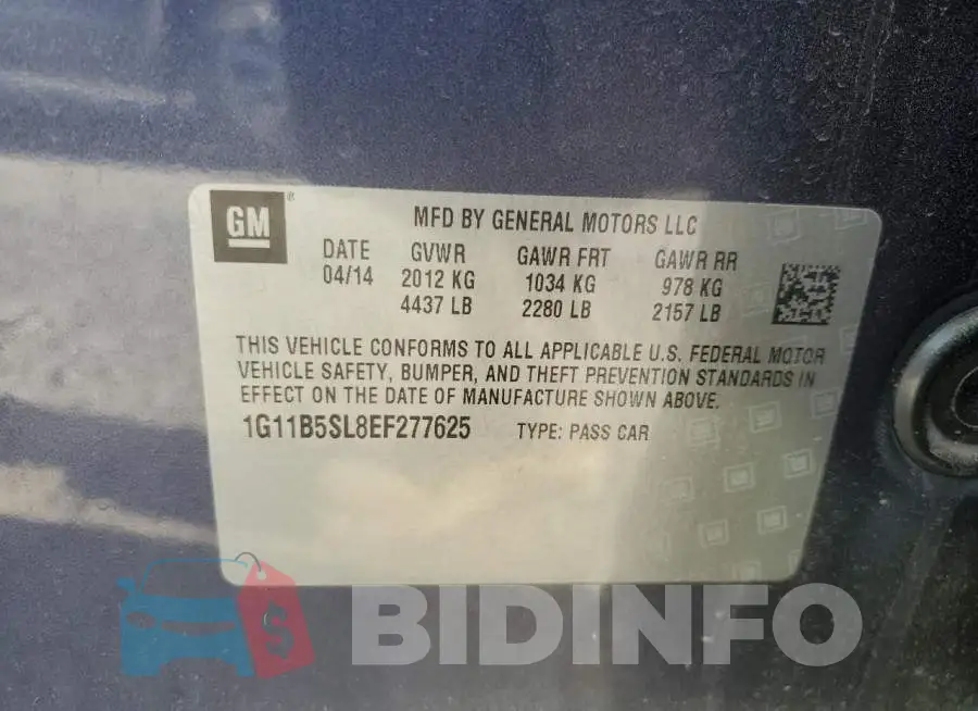 1G11B5SL8EF277625 Photo# 12