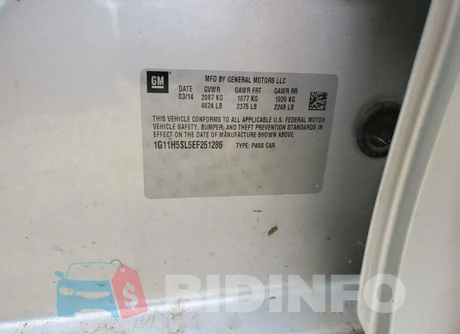 1G11H5SL5EF251286 Photo# 12