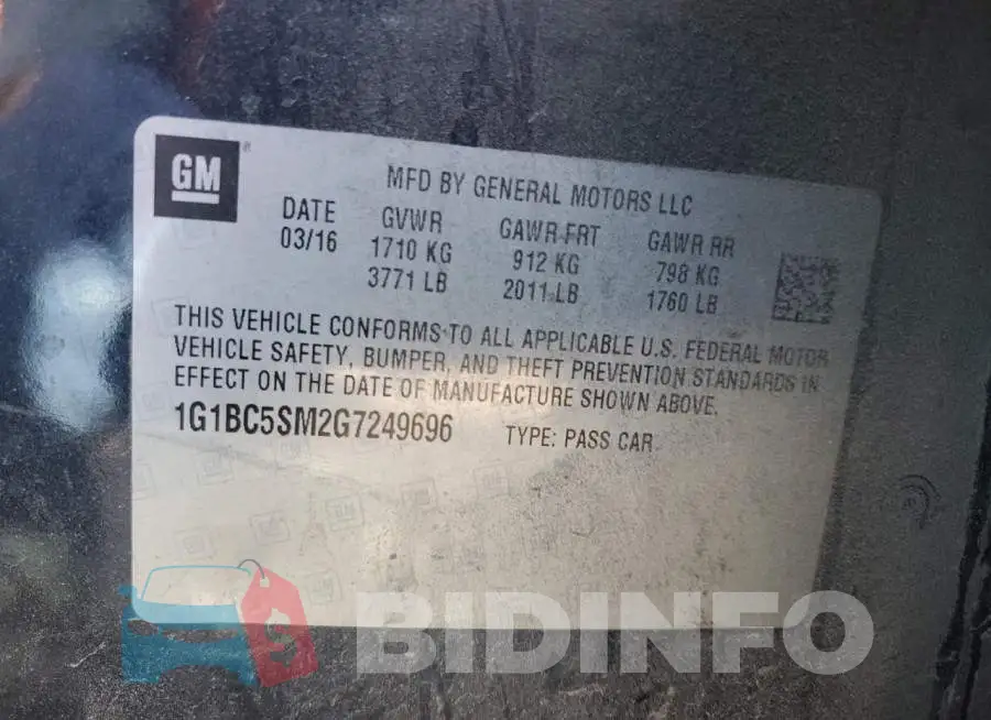 1G1BC5SM2G7249696 Photo# 12
