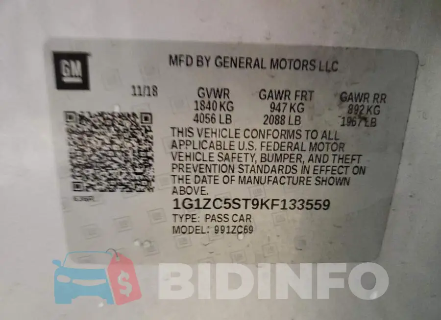 1G1ZC5ST9KF133559 Photo# 12