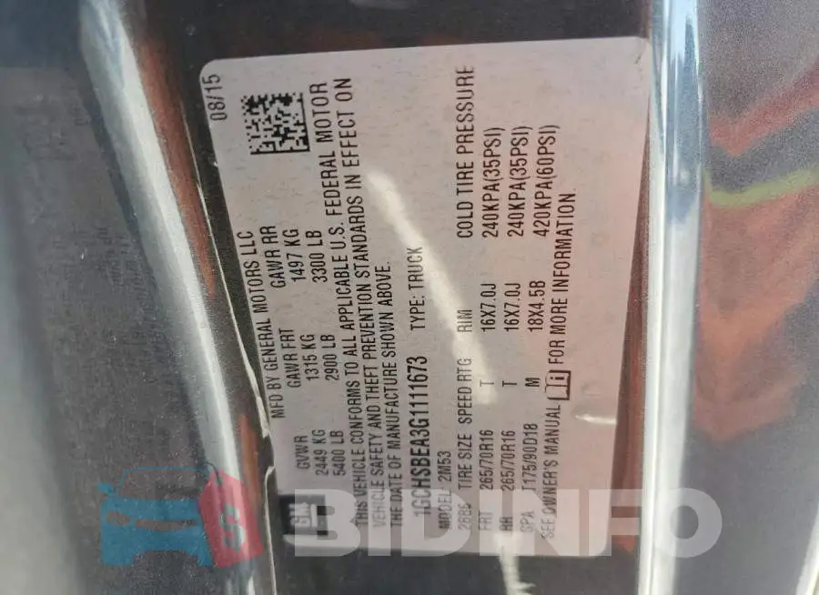 1GCHSBEA3G1111673 Photo# 12