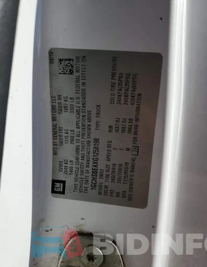 1GCHSBEAXG1258198 Photo# 12