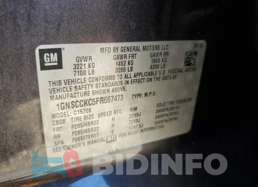 1GNSCCKC5FR667473 Photo# 13