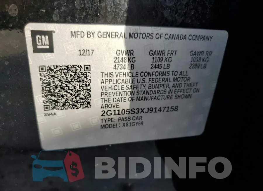 2G1105S3XJ9147158 Photo# 12