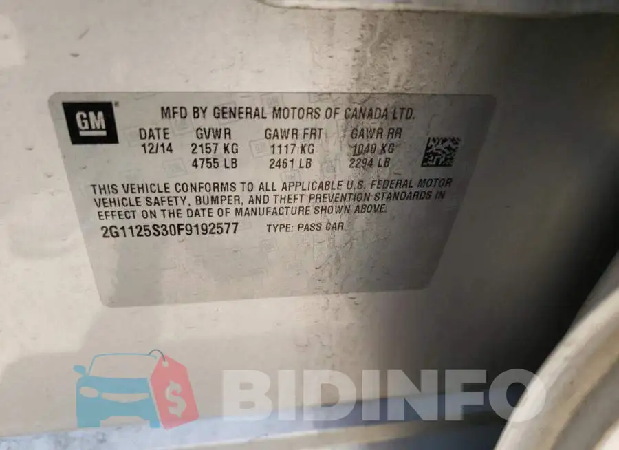 2G1125S30F9192577 Photo# 10