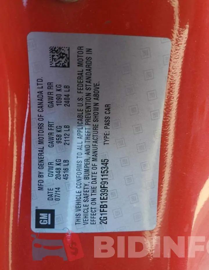 2G1FB1E39F9115345 Photo# 12