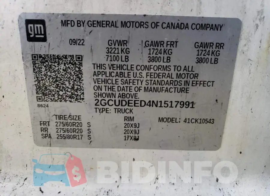 2GCUDEED4N1517991 Photo# 12