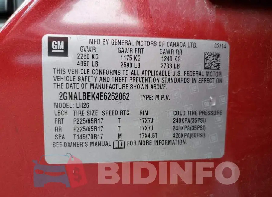 2GNALBEK4E6262062 Photo# 12