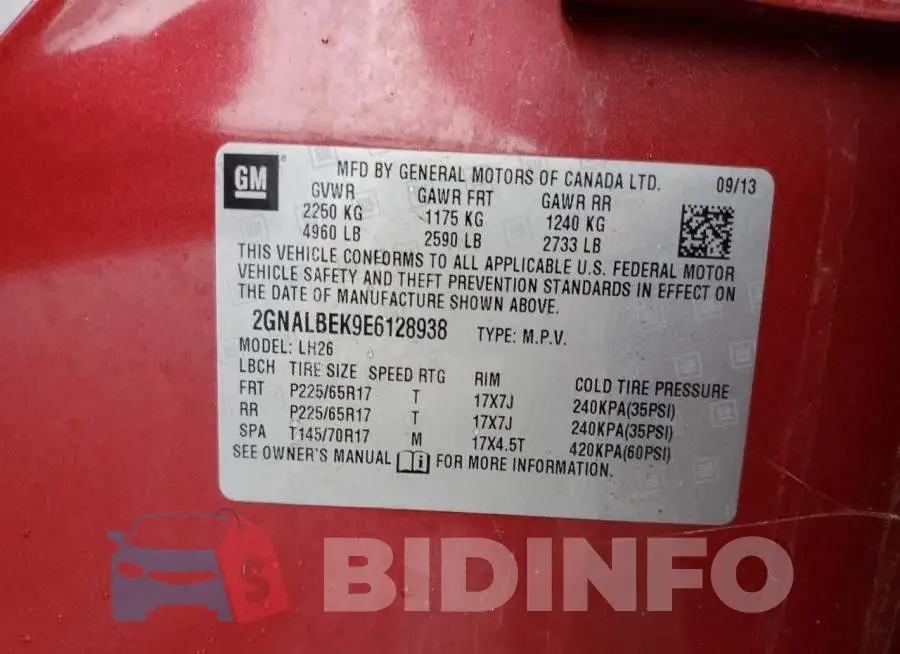 2GNALBEK9E6128938 Photo# 13