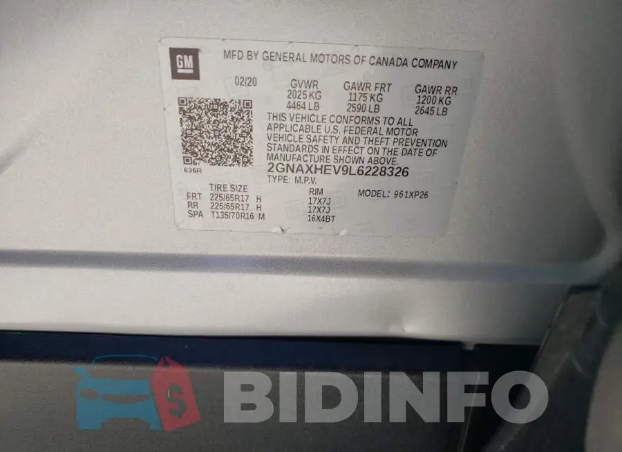 2GNAXHEV9L6228326 Photo# 13