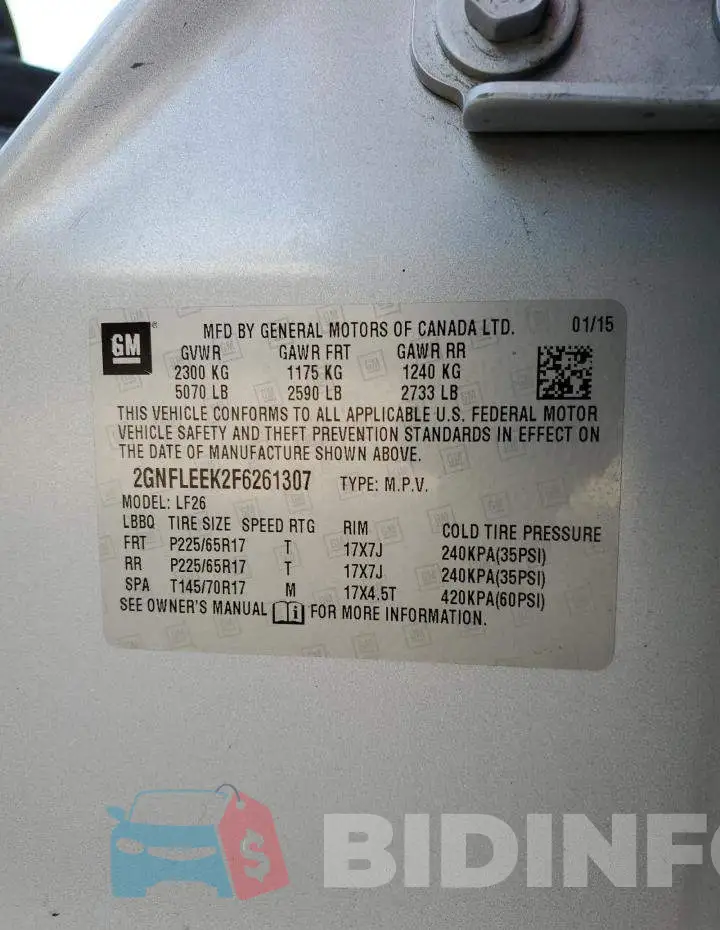 2GNFLEEK2F6261307 Photo# 12