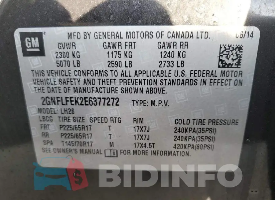 2GNFLFEK2E6377272 Photo# 13