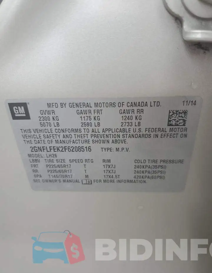 2GNFLFEK2F6208516 Photo# 12