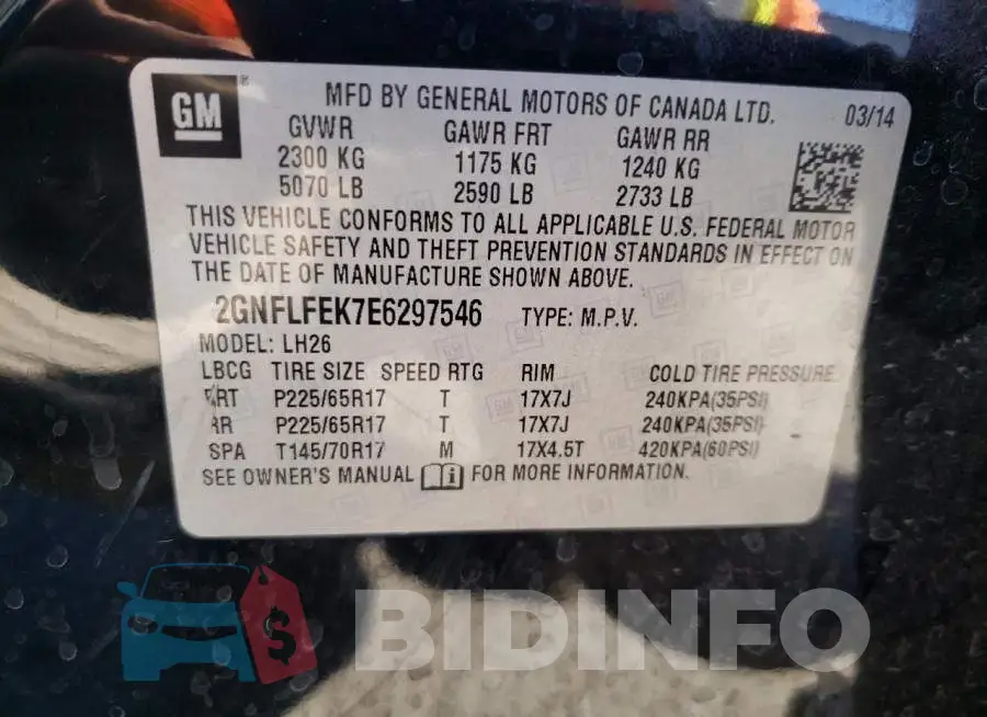 2GNFLFEK7E6297546 Photo# 12