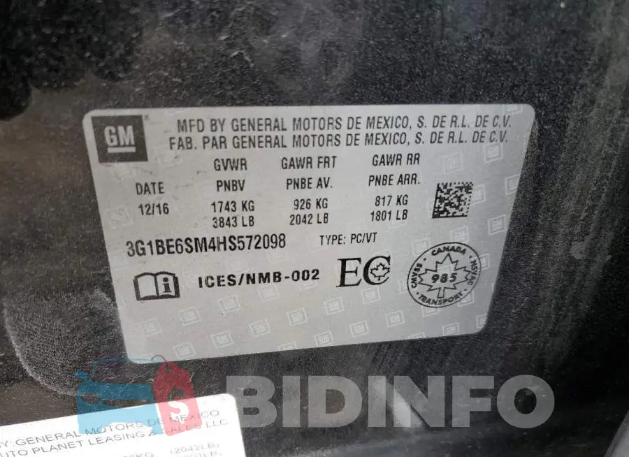 3G1BE6SM4HS572098 Photo# 12
