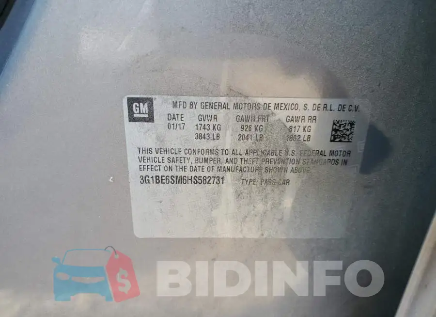 3G1BE6SM6HS582731 Photo# 12