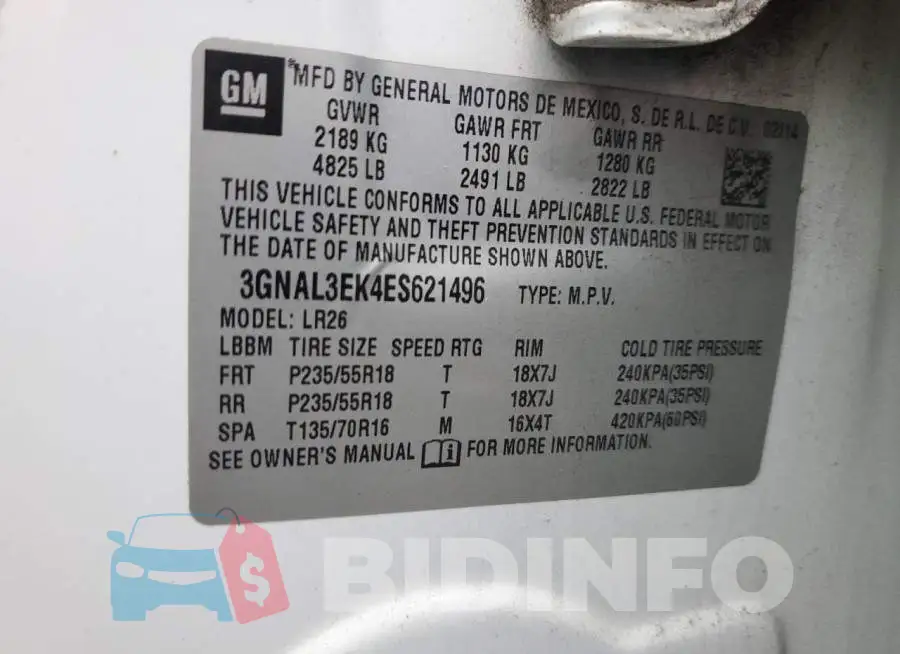 3GNAL3EK4ES621496 Photo# 12