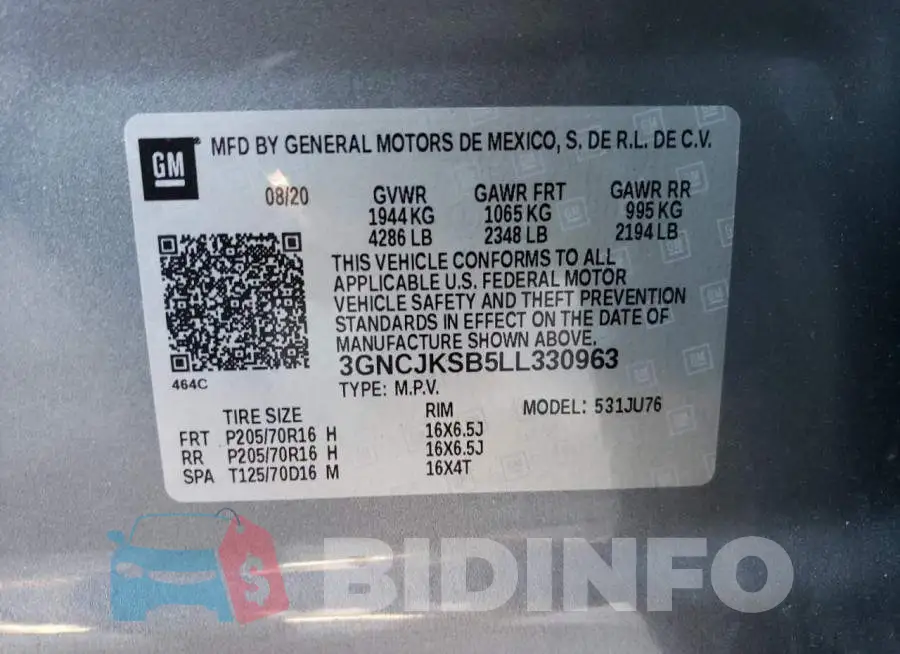 3GNCJKSB5LL330963 Photo# 14