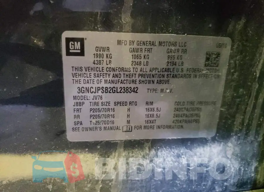 3GNCJPSB2GL238342 Photo# 13