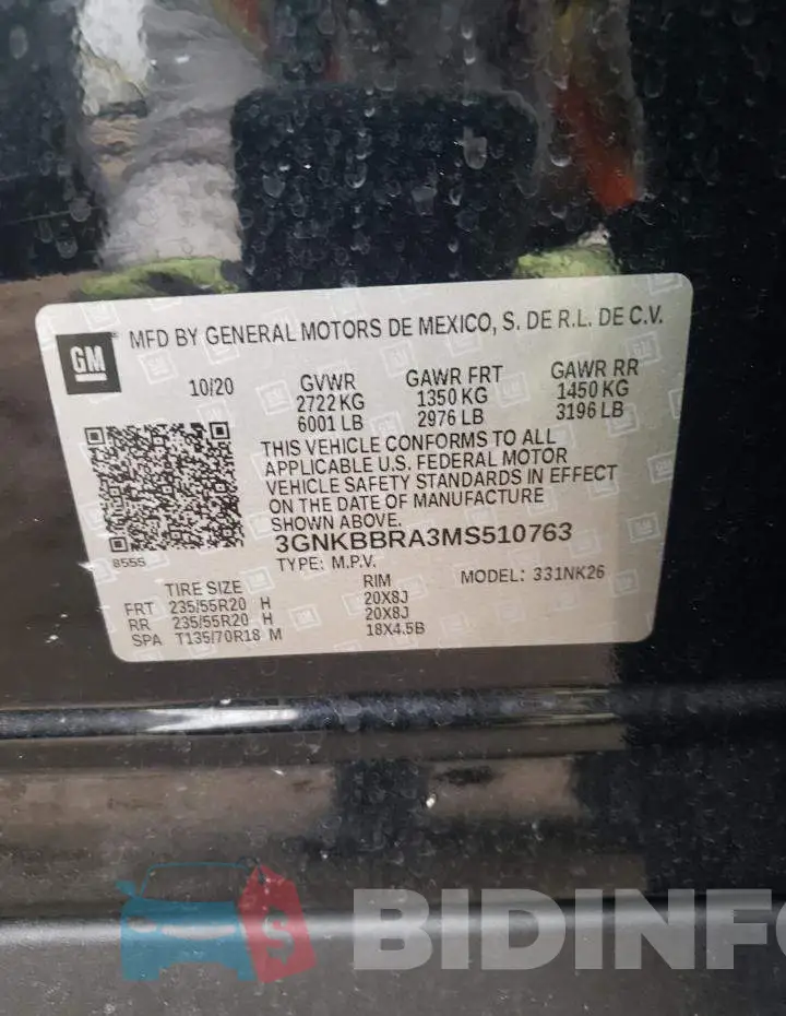 3GNKBBRA3MS510763 Photo# 13