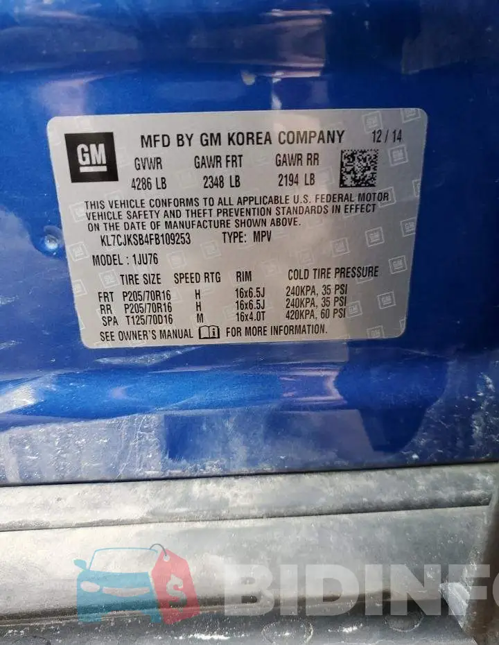 KL7CJKSB4FB109253 Photo# 13