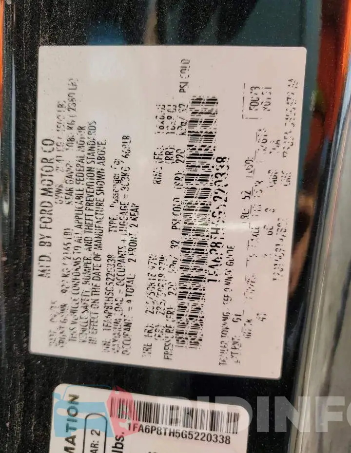 1FA6P8TH5G5220338 Photo# 12