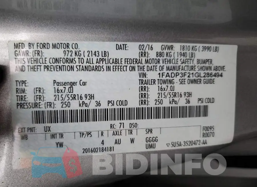 1FADP3F21GL286494 Photo# 13