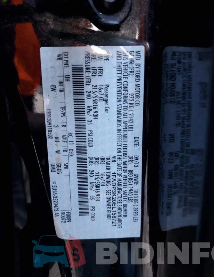 1FADP3K20EL158721 Photo# 12