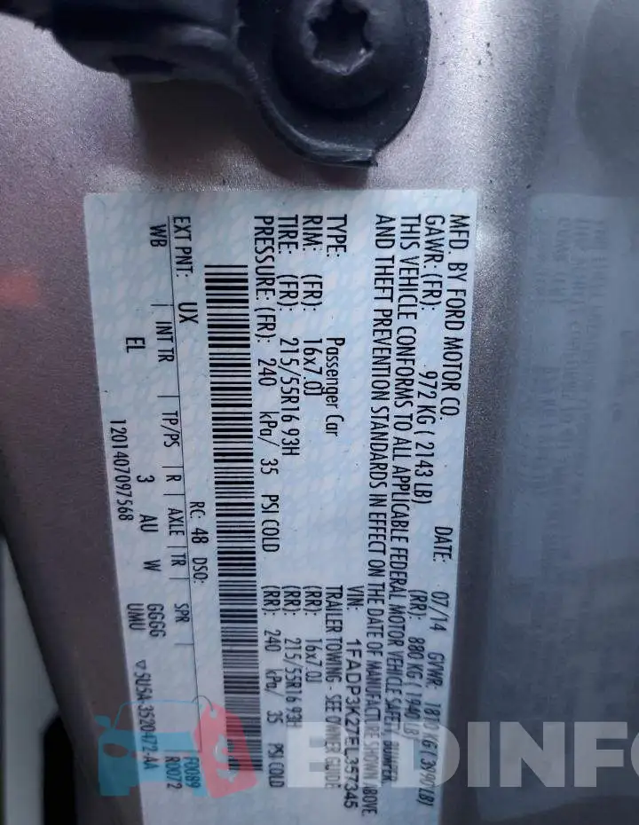 1FADP3K27EL357345 Photo# 12