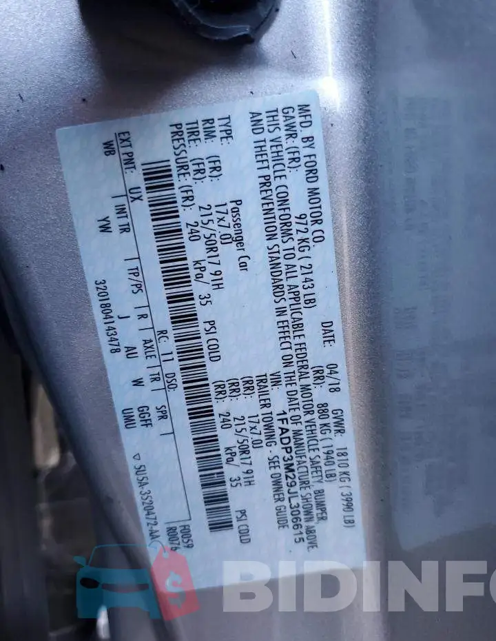 1FADP3M29JL306615 Photo# 13