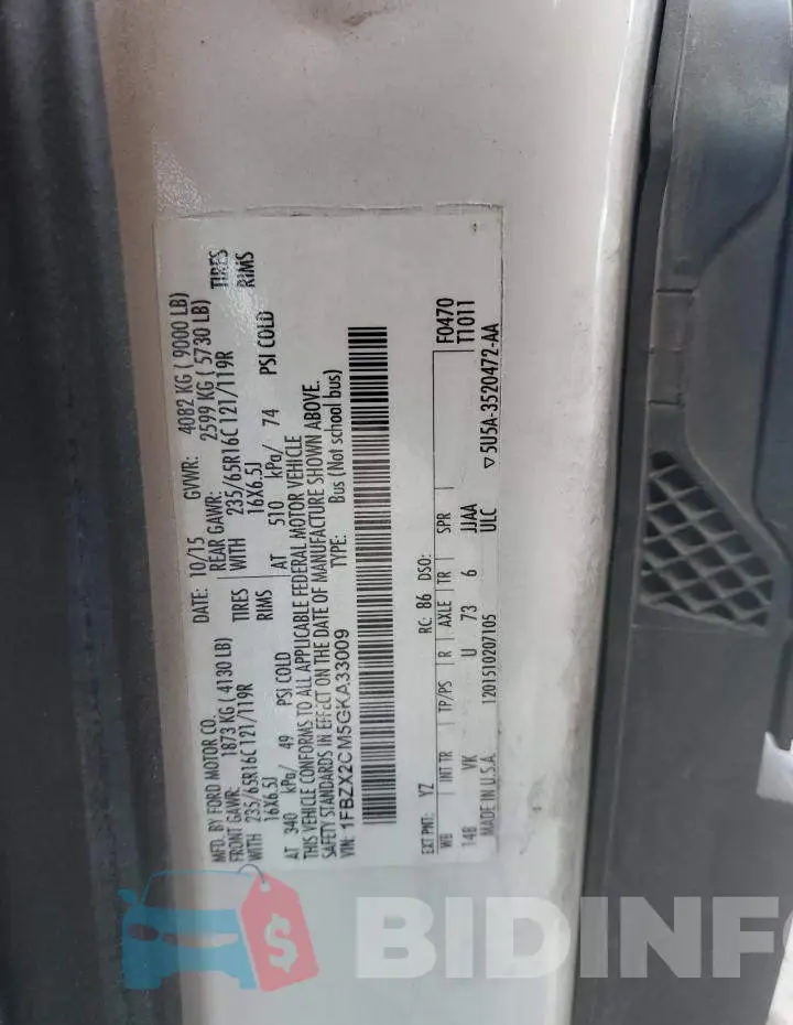 1FBZX2CM5GKA33009 Photo# 13
